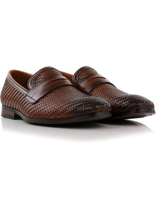 Men\'s Woven Brown Synthetic Classic Penny Loafers & Slip-On Dress Shoes